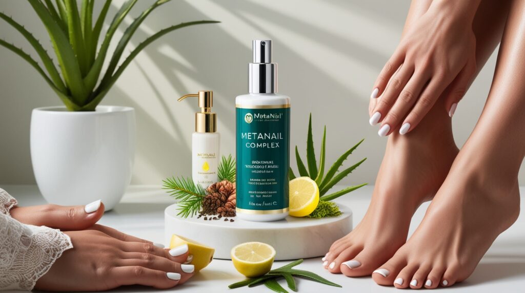 Perfectly groomed nails and feet, showcasing the results of using Metanail Complex for nail and skin care.